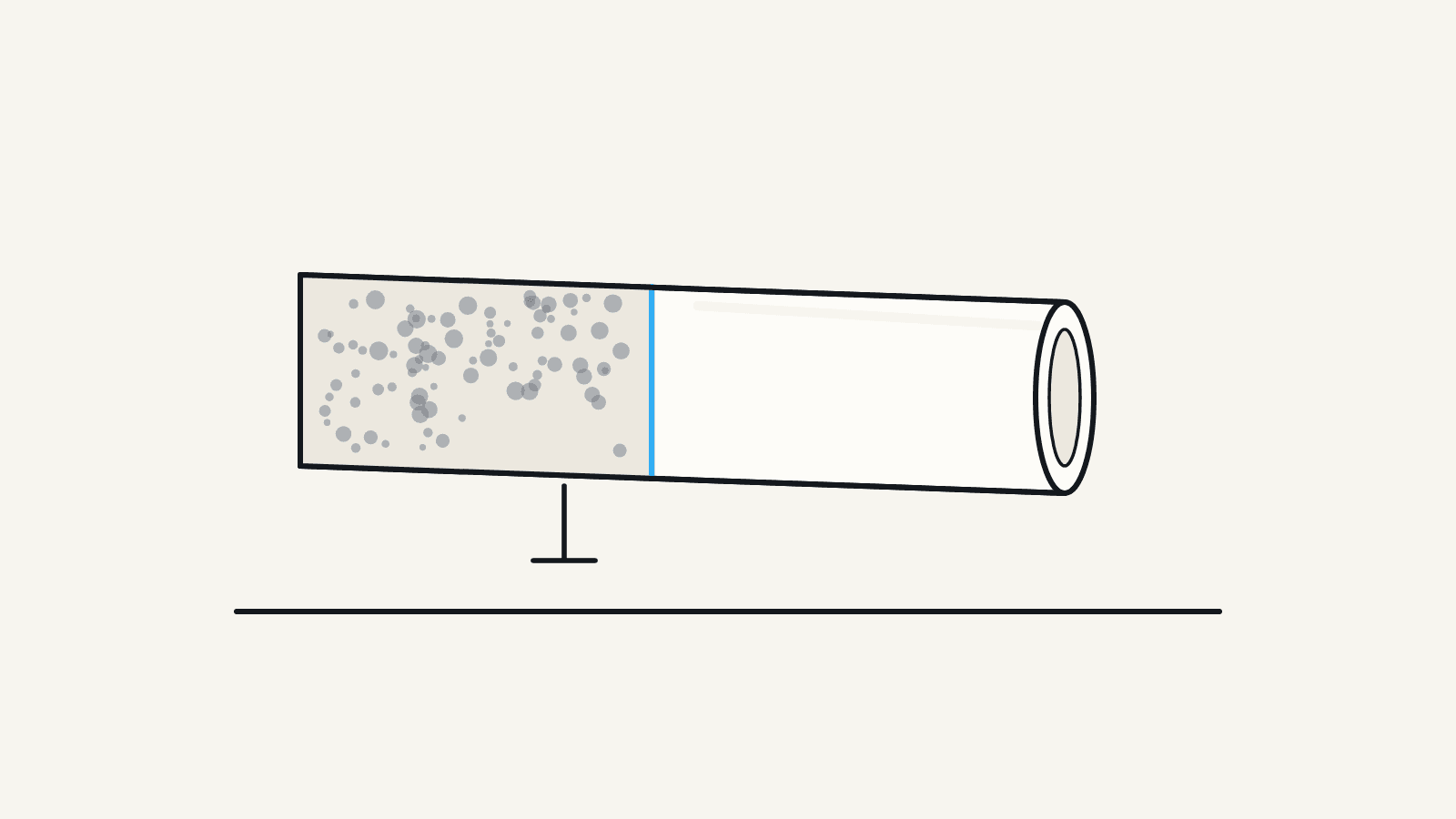 Flat illustration of a motorcycle exhaust and headlight housing, one half hazed and speckled, the other bright and reflective.