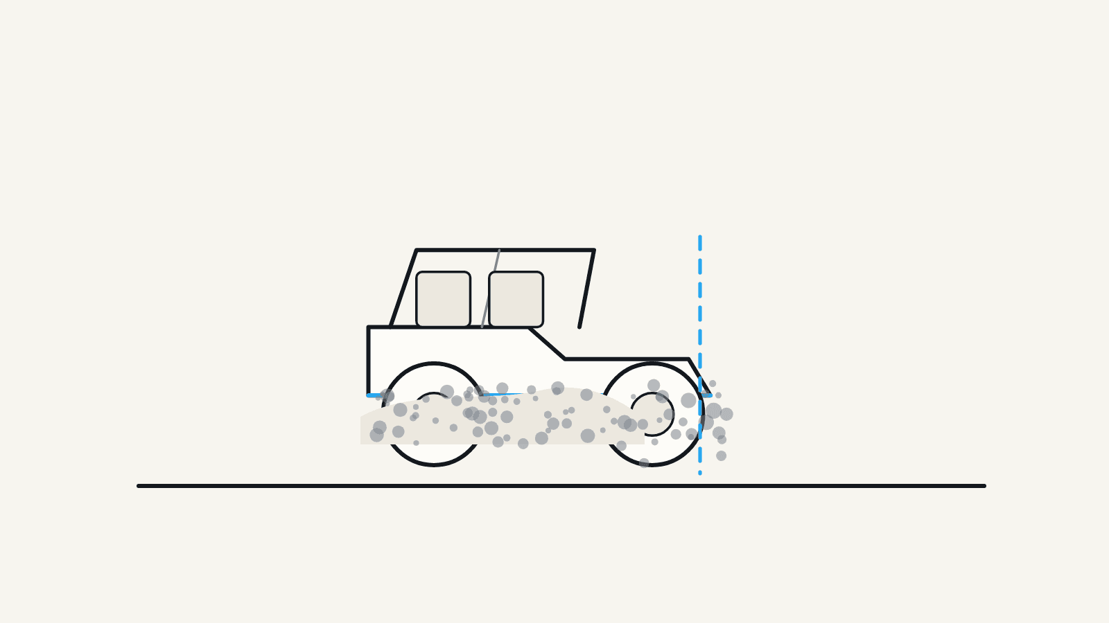 Flat illustration of a side-by-side UTV caked in mud on one side and cleaned on the other, with the skid plate visible underneath.